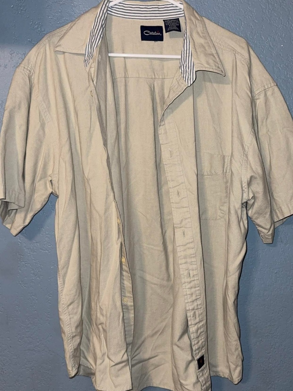 Catalina Men's Short-Sleeve Button-Down Shirt in Light Tan